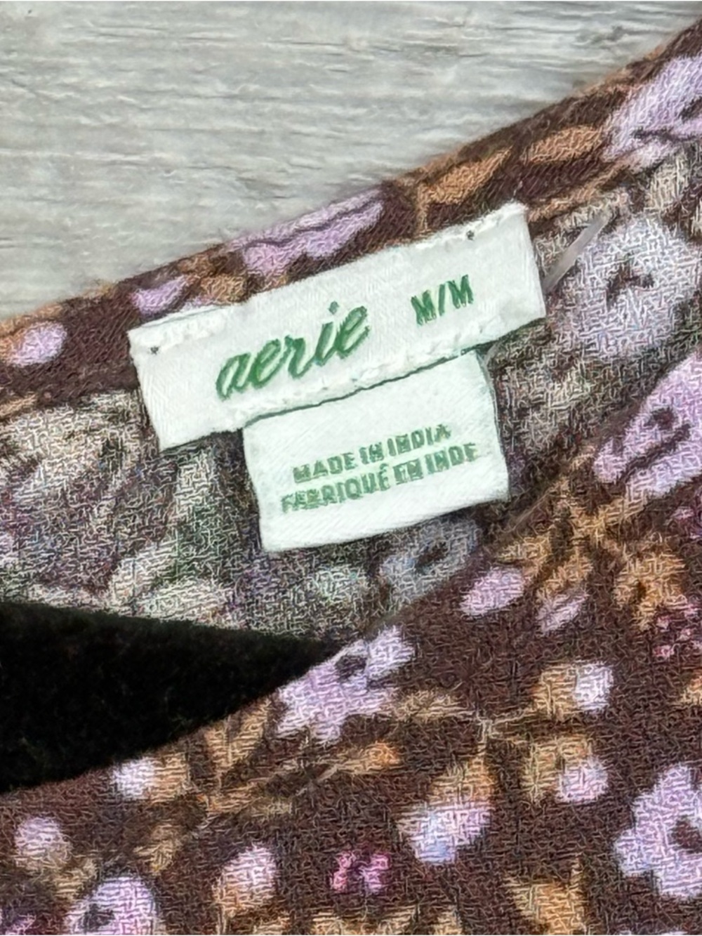 Aerie Floral Tiered Midi Dress Puff Sleeve Brown Lilac Size M - Picture 2 of 7